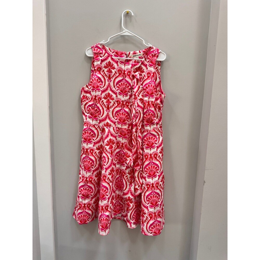 Boden Anya Print Tie Waist Linen Dress 12